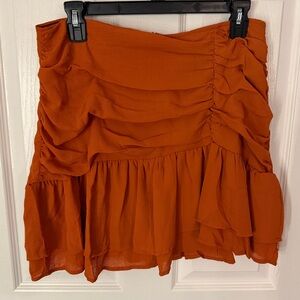 She+Sky Rust Orange Ruffled Women's Skirt